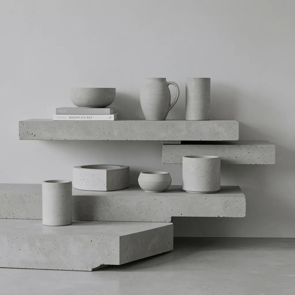 Concrete sculptural object in studio lighting